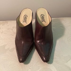 Carlos by Carlos brown leather mules.